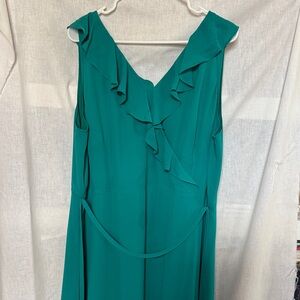 LOFT Teal Ruffle Maxi Dress